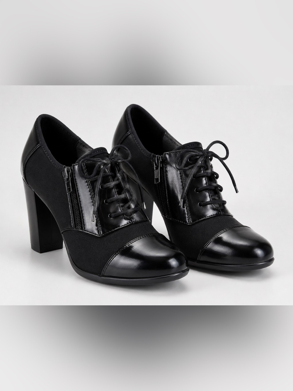 🌟 Impo Stretch Memory Foam Black Heeled Oxford Booties – Women’s Size 6M 🌟 - Picture 1 of 5